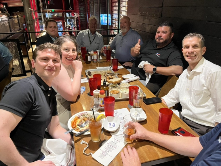 AVS attendees at dinner together