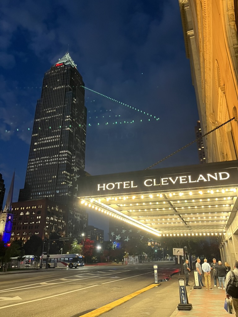 Hotel Cleveland marquee at night